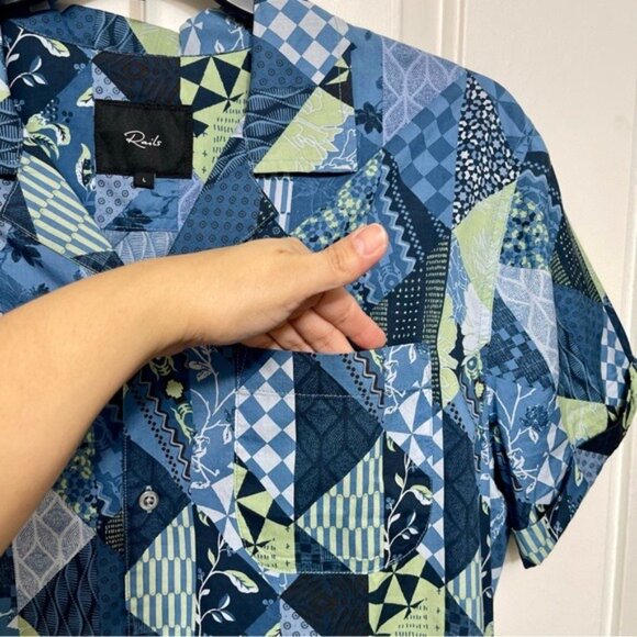 New RAILS  Moreno Shirt Triangle Patchwork Shadow Size L - Picture 7 of 15
